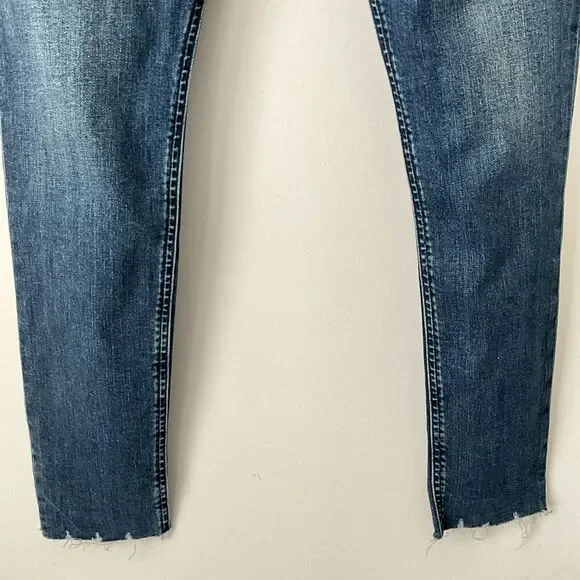 rag & bone Blue Nina Iconic Jeans High Rise Skinny Leg Raw Hem 32